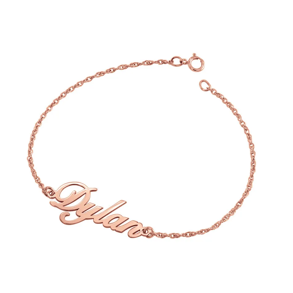 14K Solid Gold Nameplate Bracelet