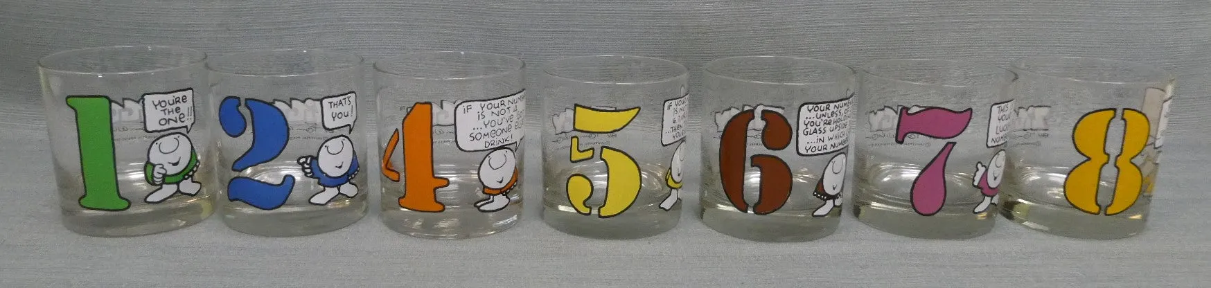 1977 Ziggy Cartoon Glasses - Lot of 7 - Like New!