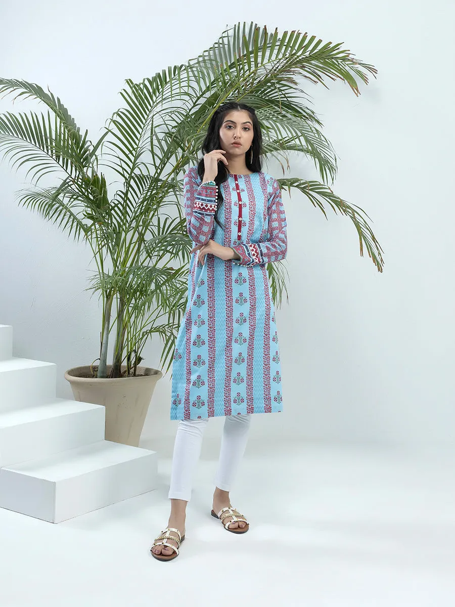 1pc Unstitched - Printed Lawn Shirt