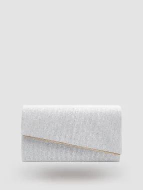 Asymmetrical Flapover Clutch With Metal Trim