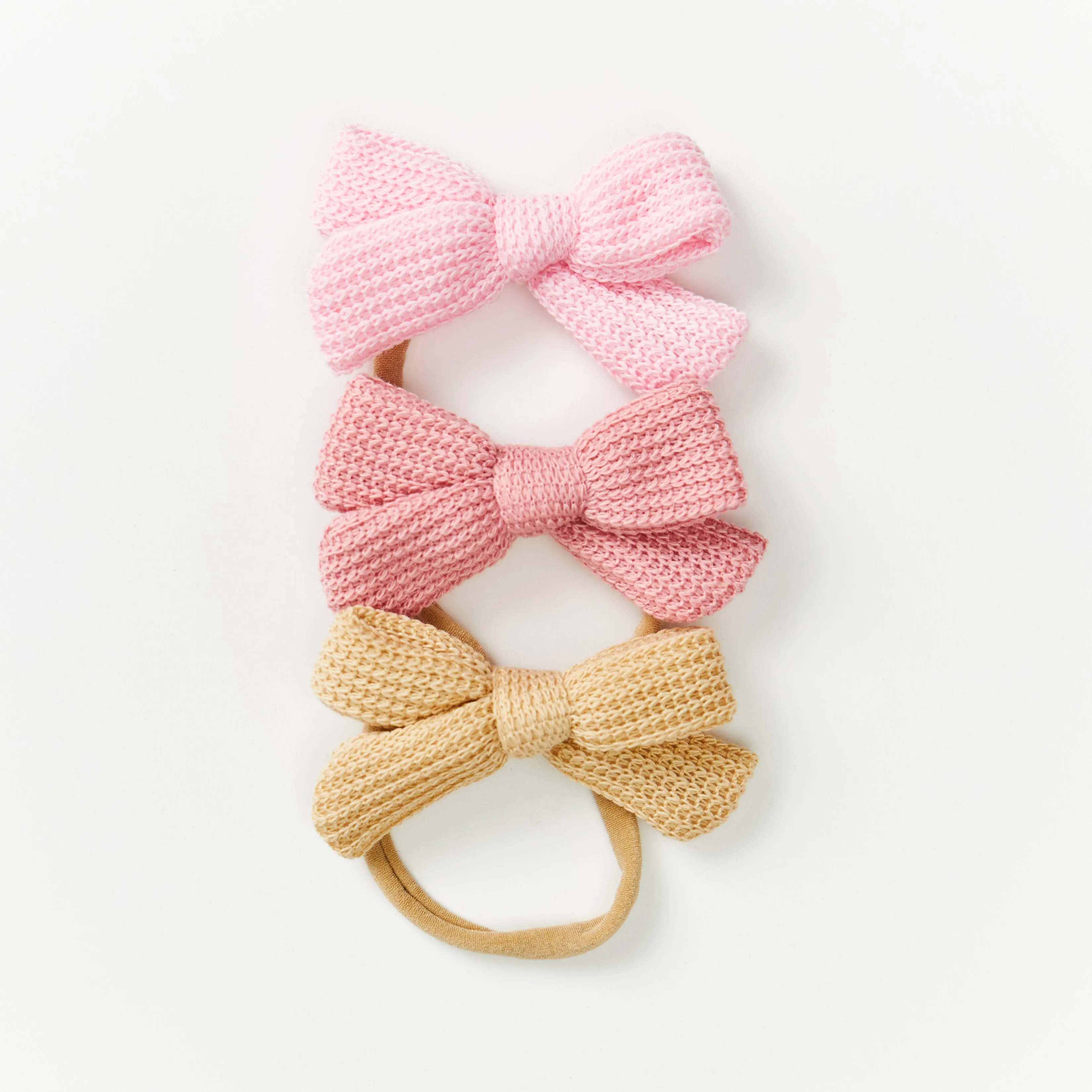 Baby Knitted Bow Headband in Latte