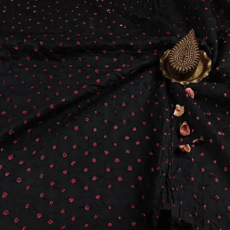 Bandhej Black Red Dots Cotton Fabric