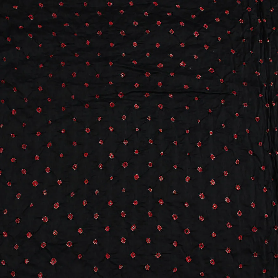 Bandhej Black Red Dots Cotton Fabric