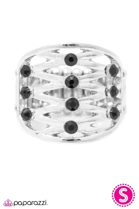 Beginners Luck Silver and Black Ring - Paparazzi Accessories