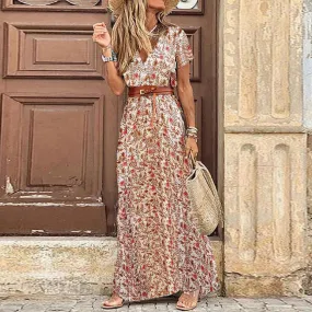 BerriesJam - 2024 Paisley Large Hem Beach Dress with Belt