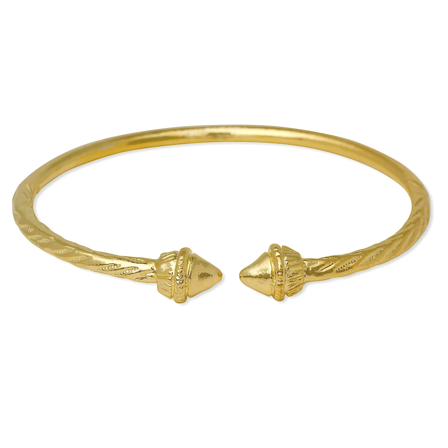 Better Jewelry Elegant Pointed Ends 14K Gold Plated .925 Sterling Silver West Indian Bangle