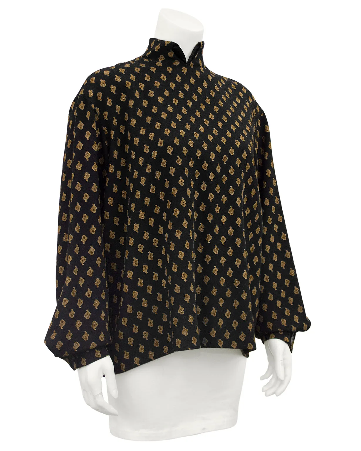 Black and Brown Wool Paisley Blouse