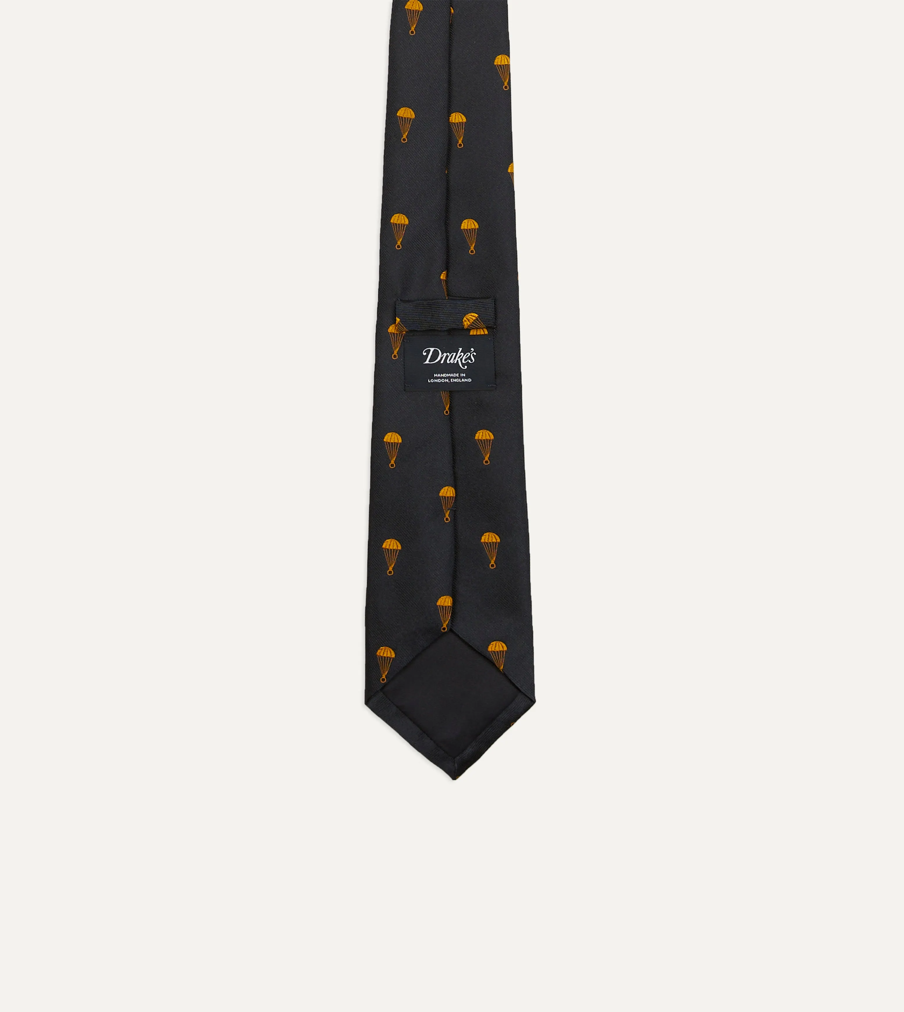 Black and Gold Parachute Motif Silk Tipped Tie