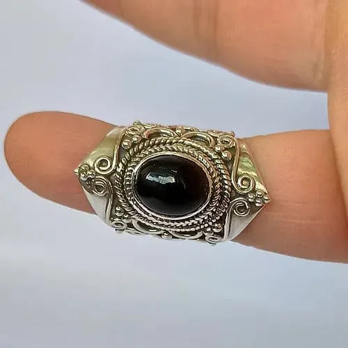 Black Onyx Ring 925 Solid Sterling Silver Jewelry Size 4 to 13 US