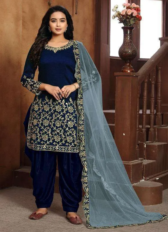 Blue Color Hit Original Pakistani Style Festive Party Wear Salawar Kameez