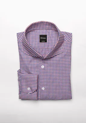 Blue Pink Gingham Checkered Performance Stretch Shirt - Wrinkle Free