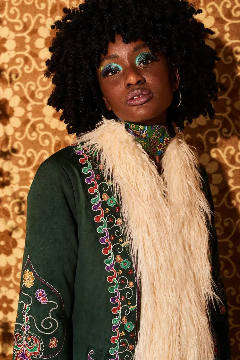 Breaking Hearts Green Embroidered Penny Lane Coat - SSA473 - UK12