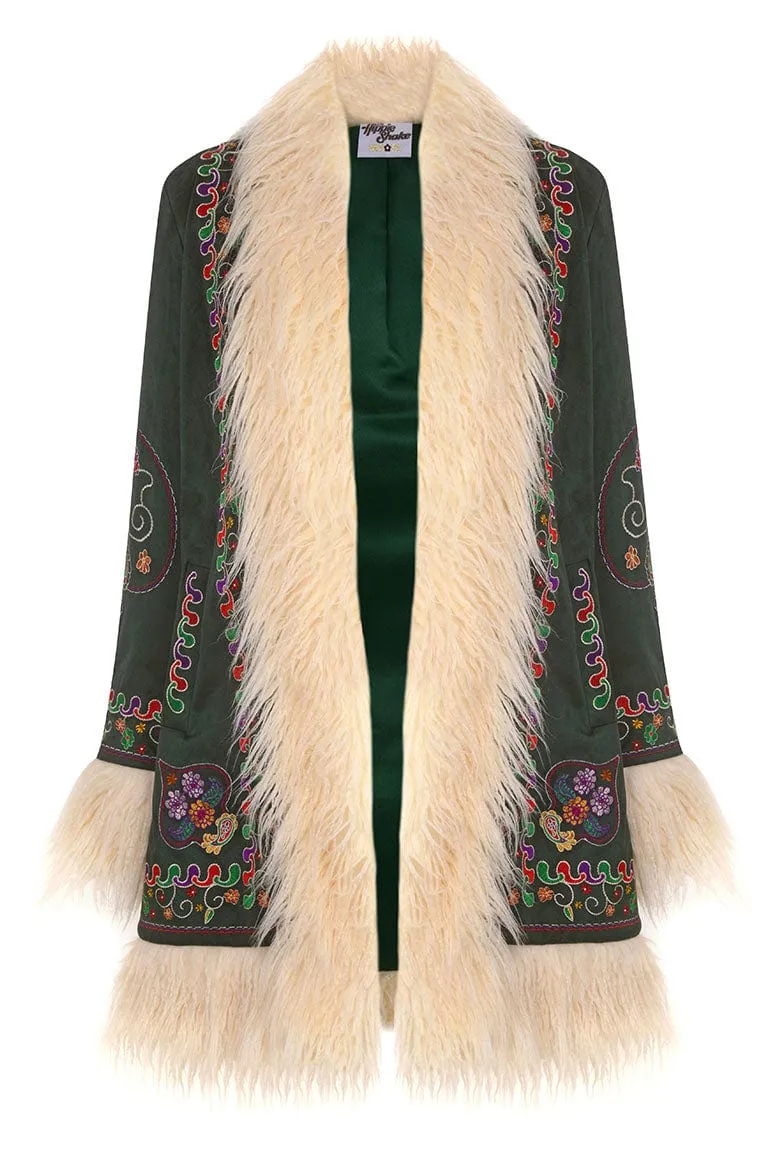 Breaking Hearts Green Embroidered Penny Lane Coat - SSA473 - UK12