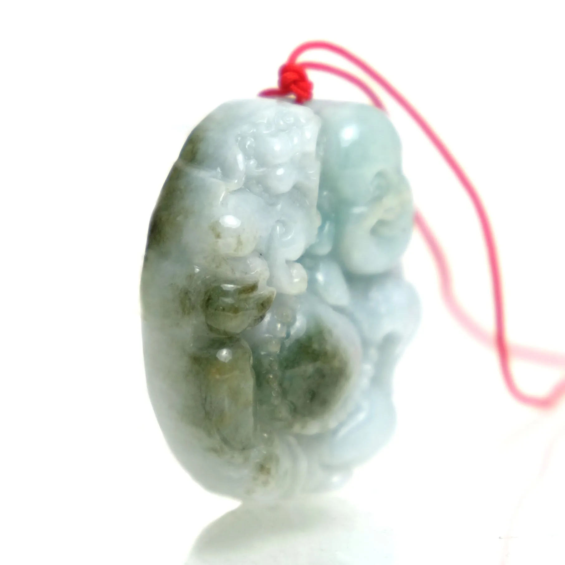 Budai (China) or Hotei (Japan) Laughing Buddha Nephrite Jade Pendant