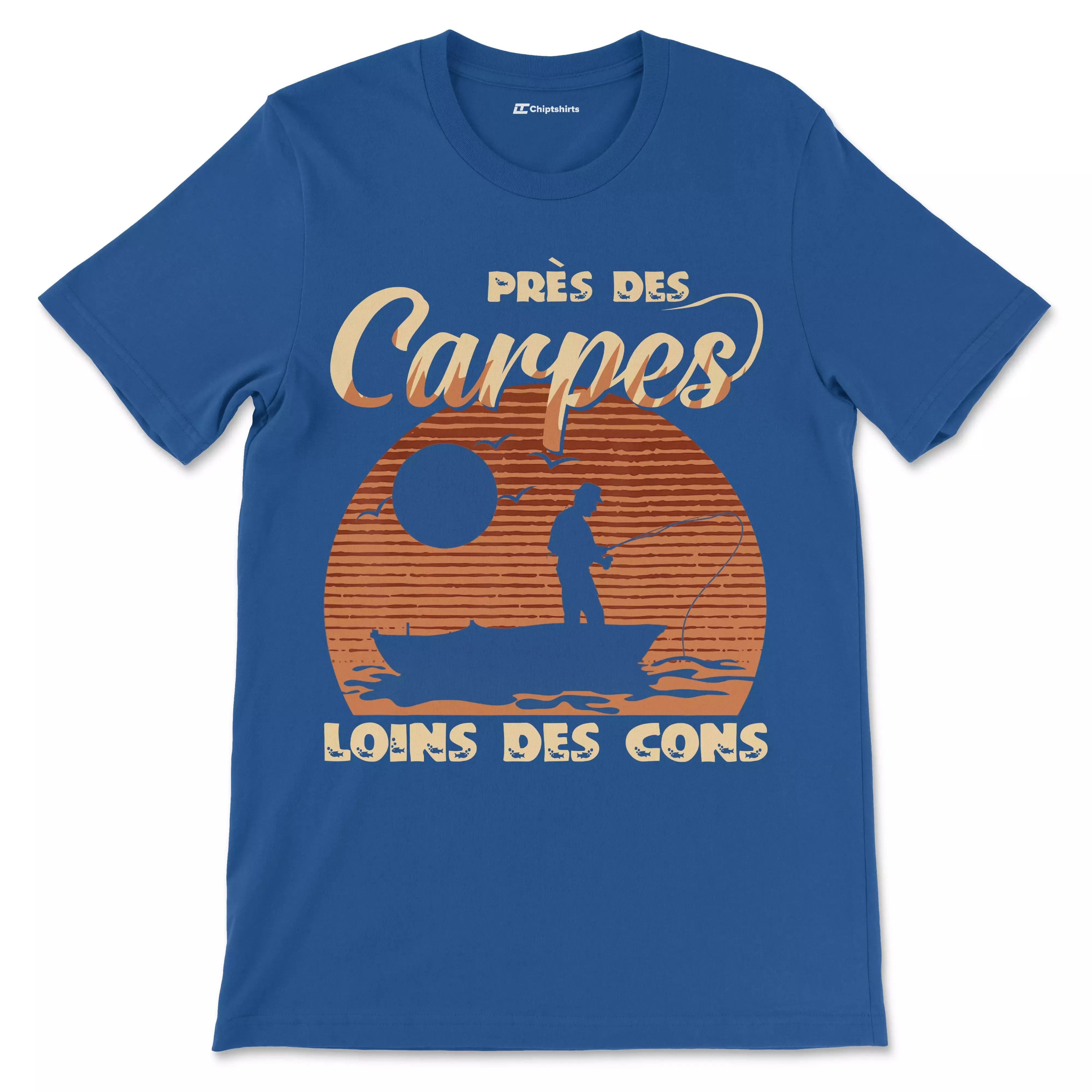 Cadeau Humour Pêcheur Homme, Pêche de la Carpe, T-shirt Pêcheur Drle, Près des Carpes Loins des Cons