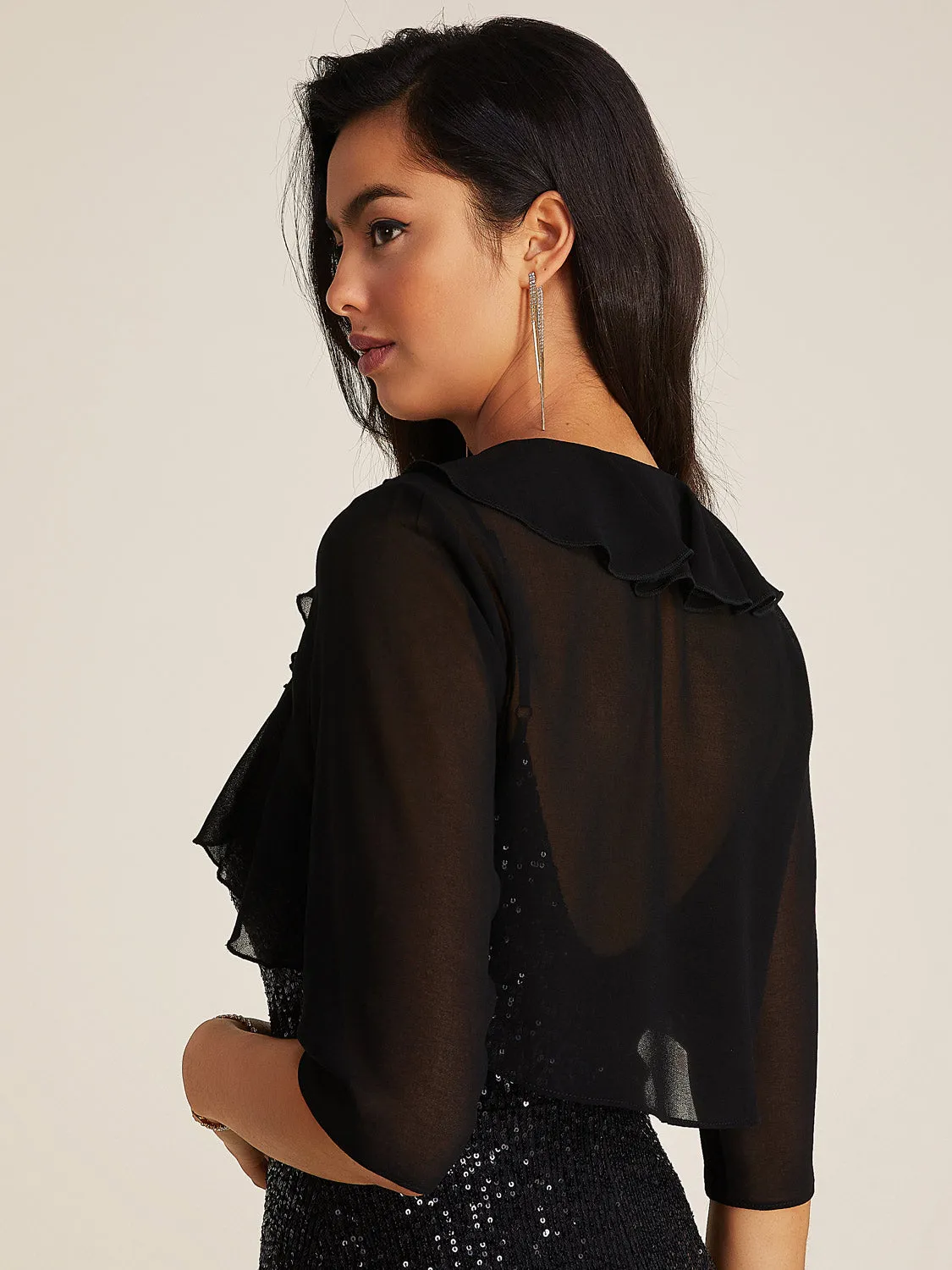 Chiffon Cover-Up With Ruffles