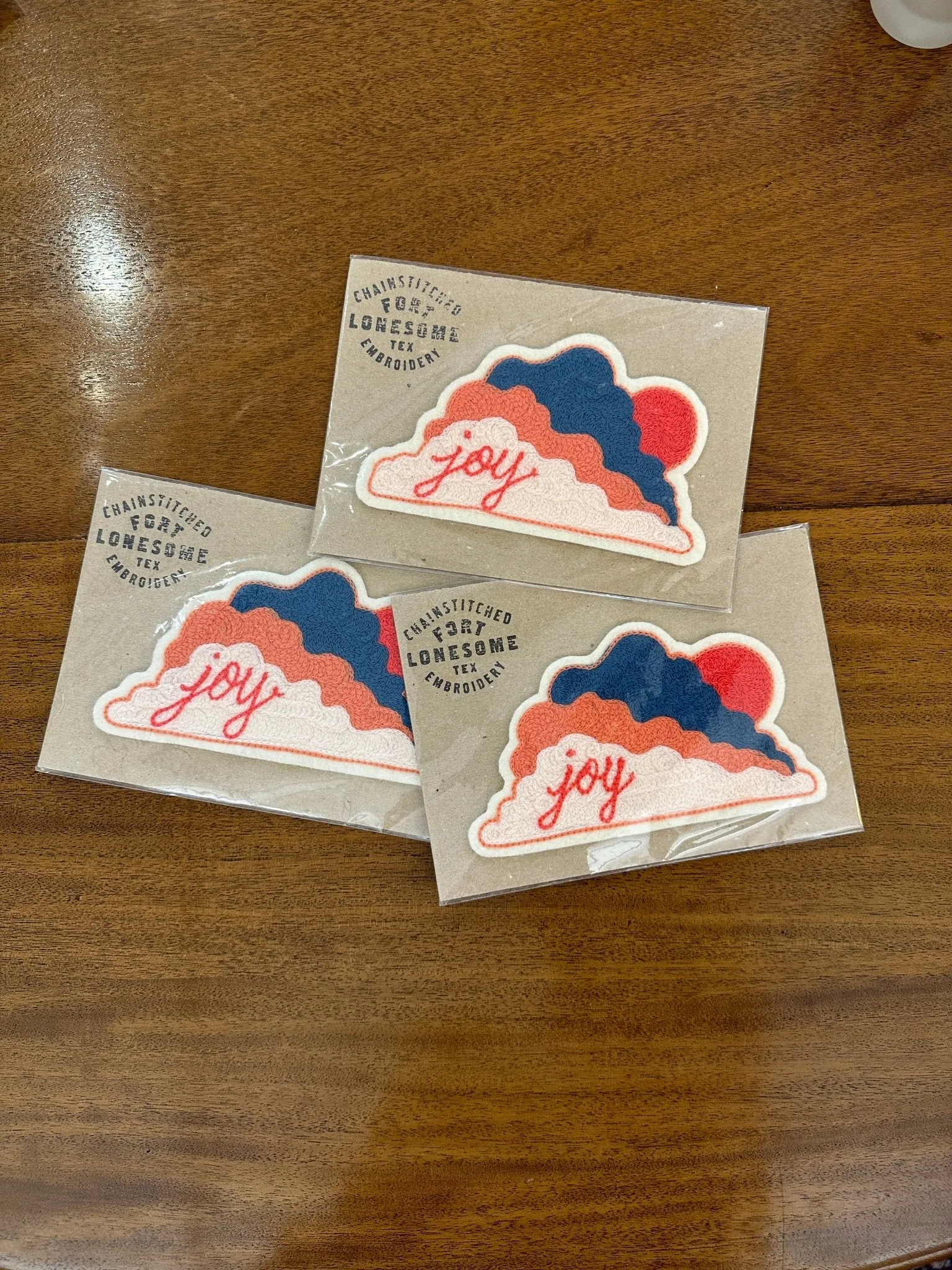 Cloudscape with Joy Chain Stitched Embroidered Patch