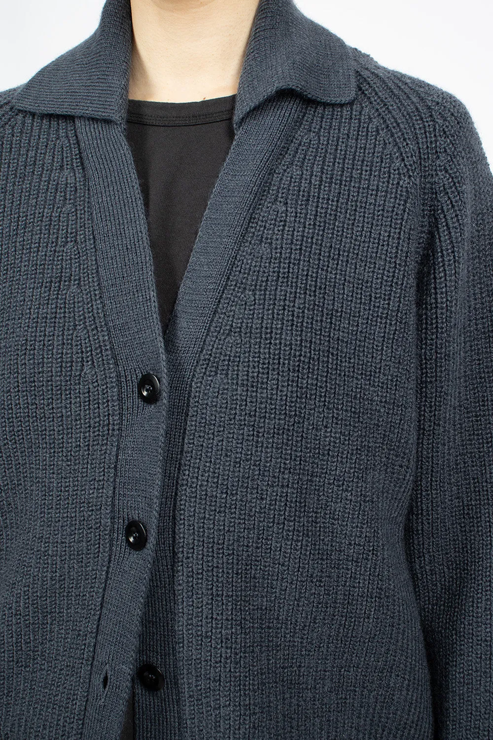 Collared Cardigan Uniform Blue