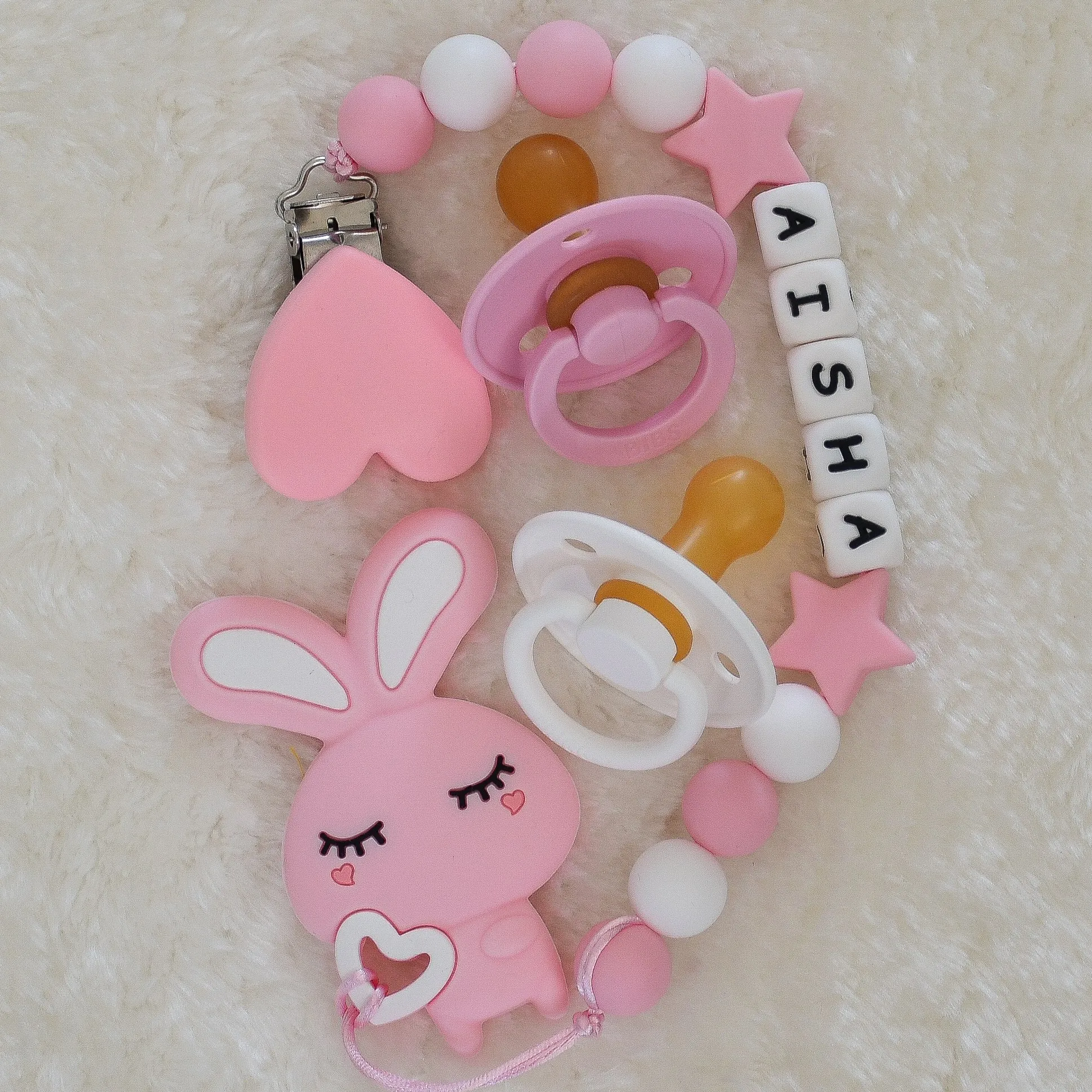 Cute Bunny Personalised Pacifier Clip