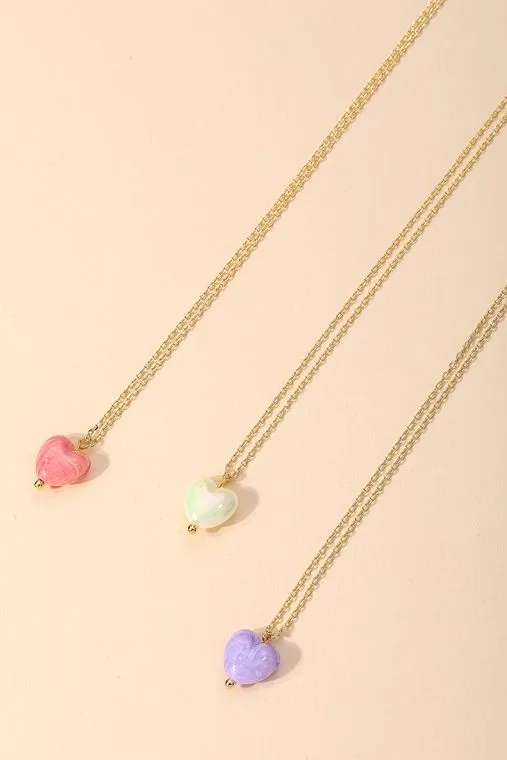 Dainty Chain Pearl Heart Pendant Necklace