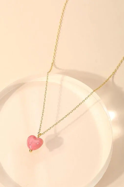 Dainty Chain Pearl Heart Pendant Necklace