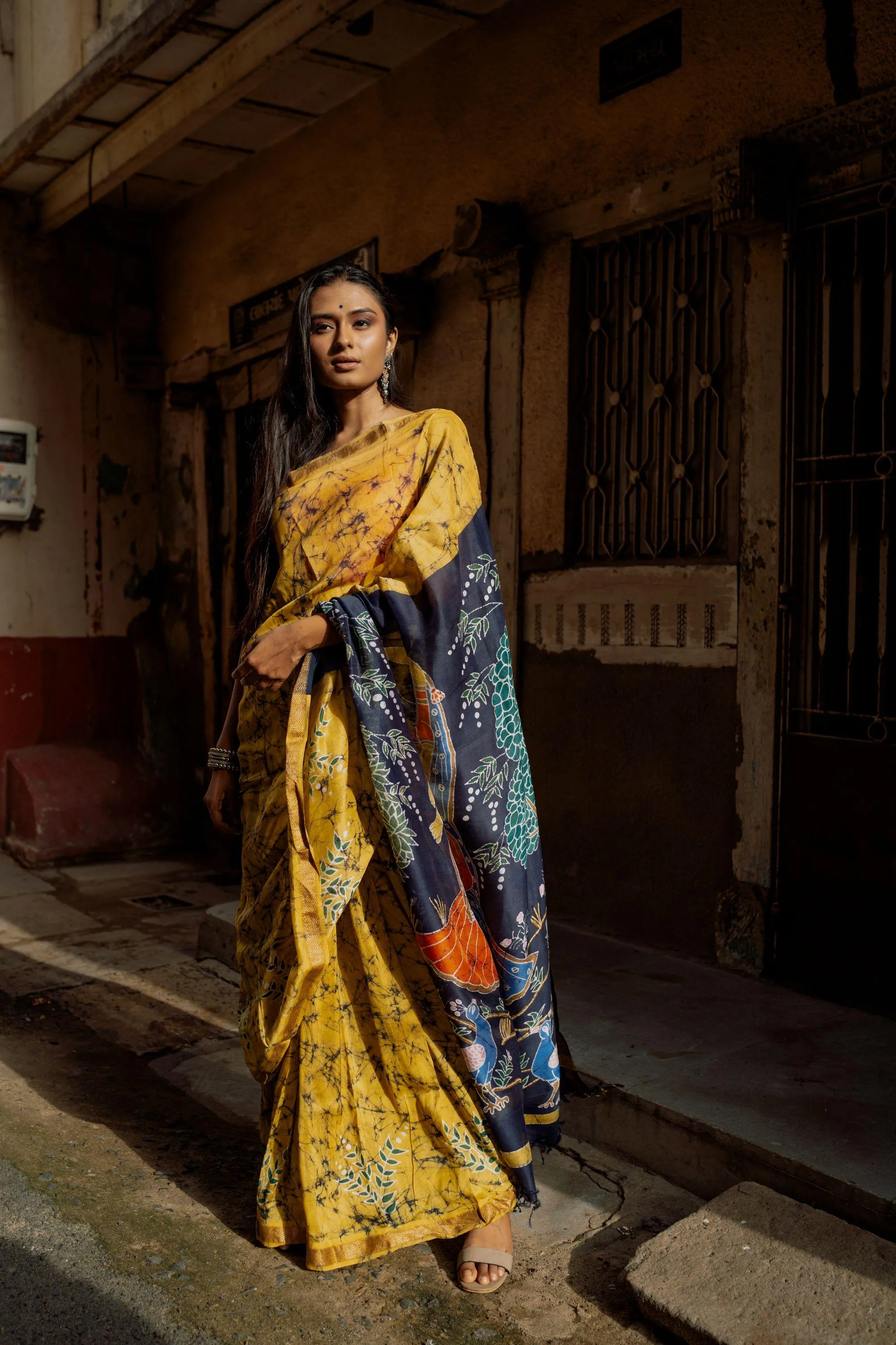 Dancing Ragini  Narmada Batik silk cotton handcrafed saree