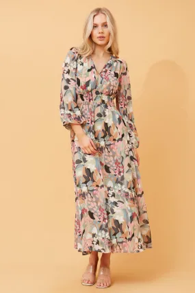 DELFINA BOTANICAL PRINT MAXI DRESS