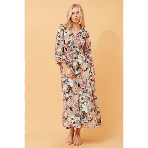 DELFINA BOTANICAL PRINT MAXI DRESS