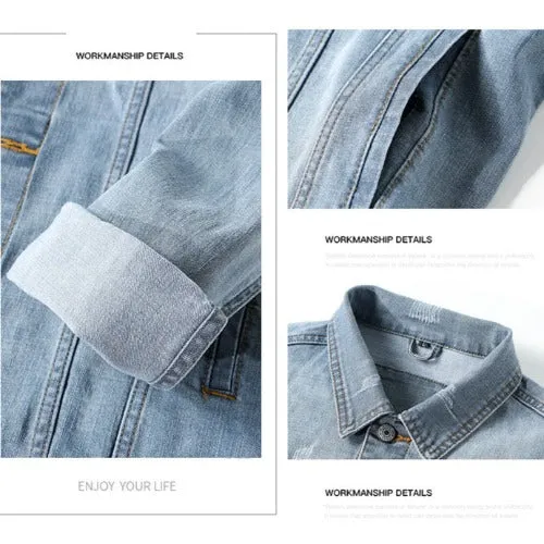 Denim jean sleeve shirt mens