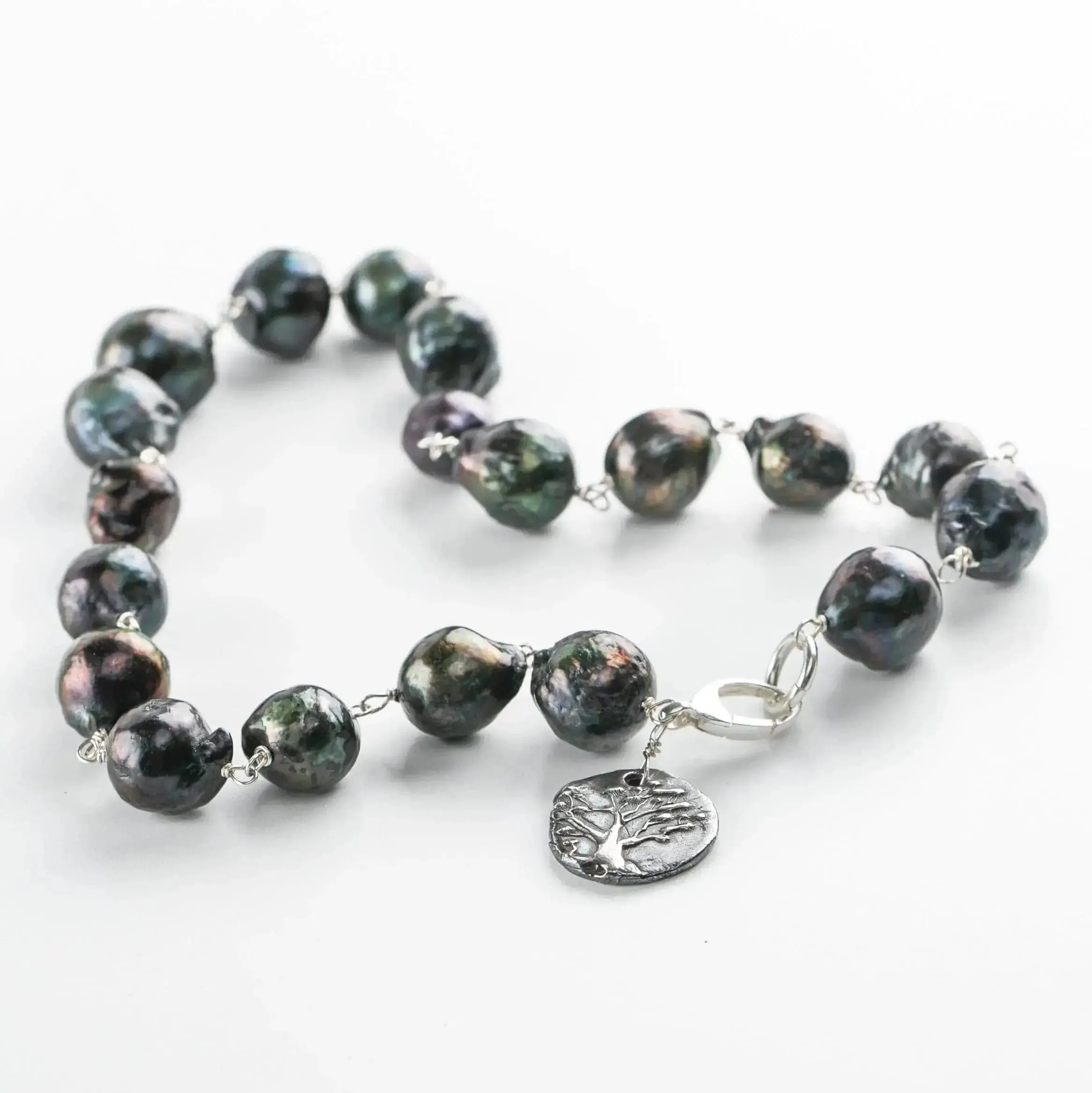 Double Wrap Sterling Silver Pearl Bracelet