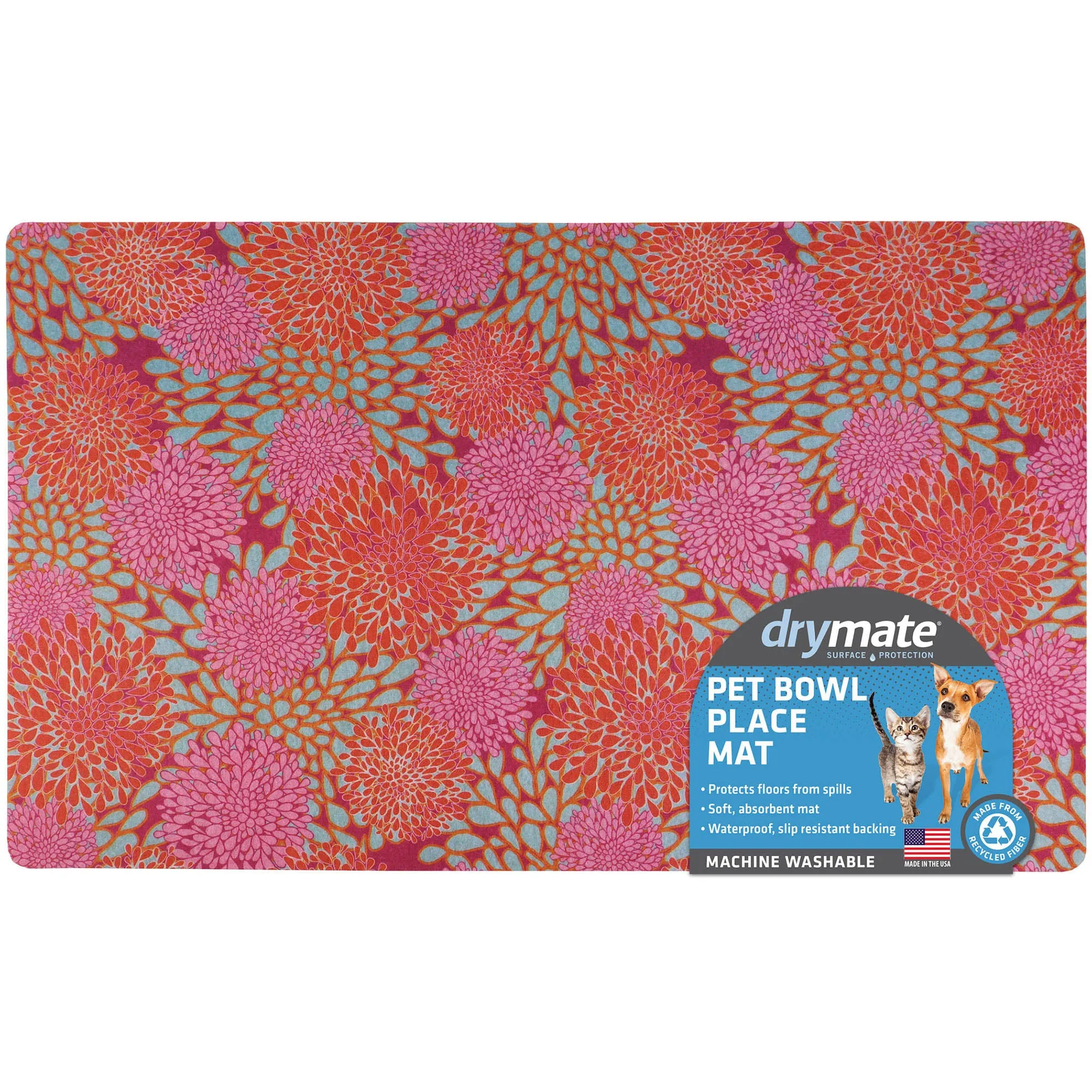 Drymate Pet Placemat, Pink Flower