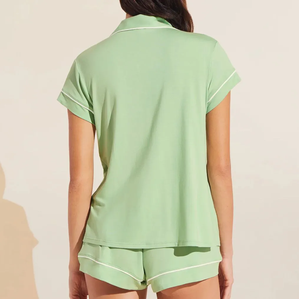 Eberjey Gisele Shortie PJ Set in Pistachio/Ivory PJ1018S