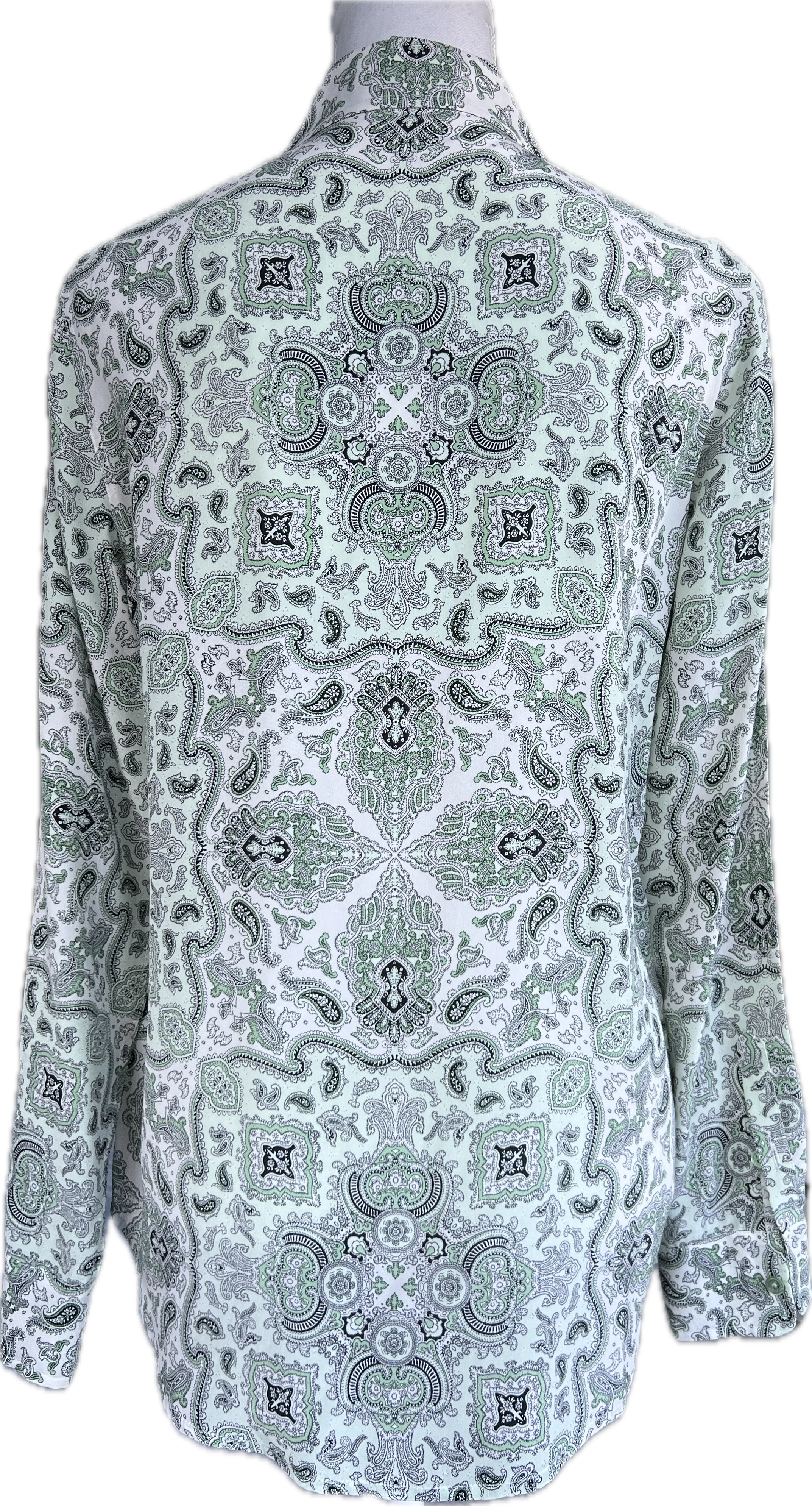 Equipment Mint Green and Black Paisley Silk Shirt, S