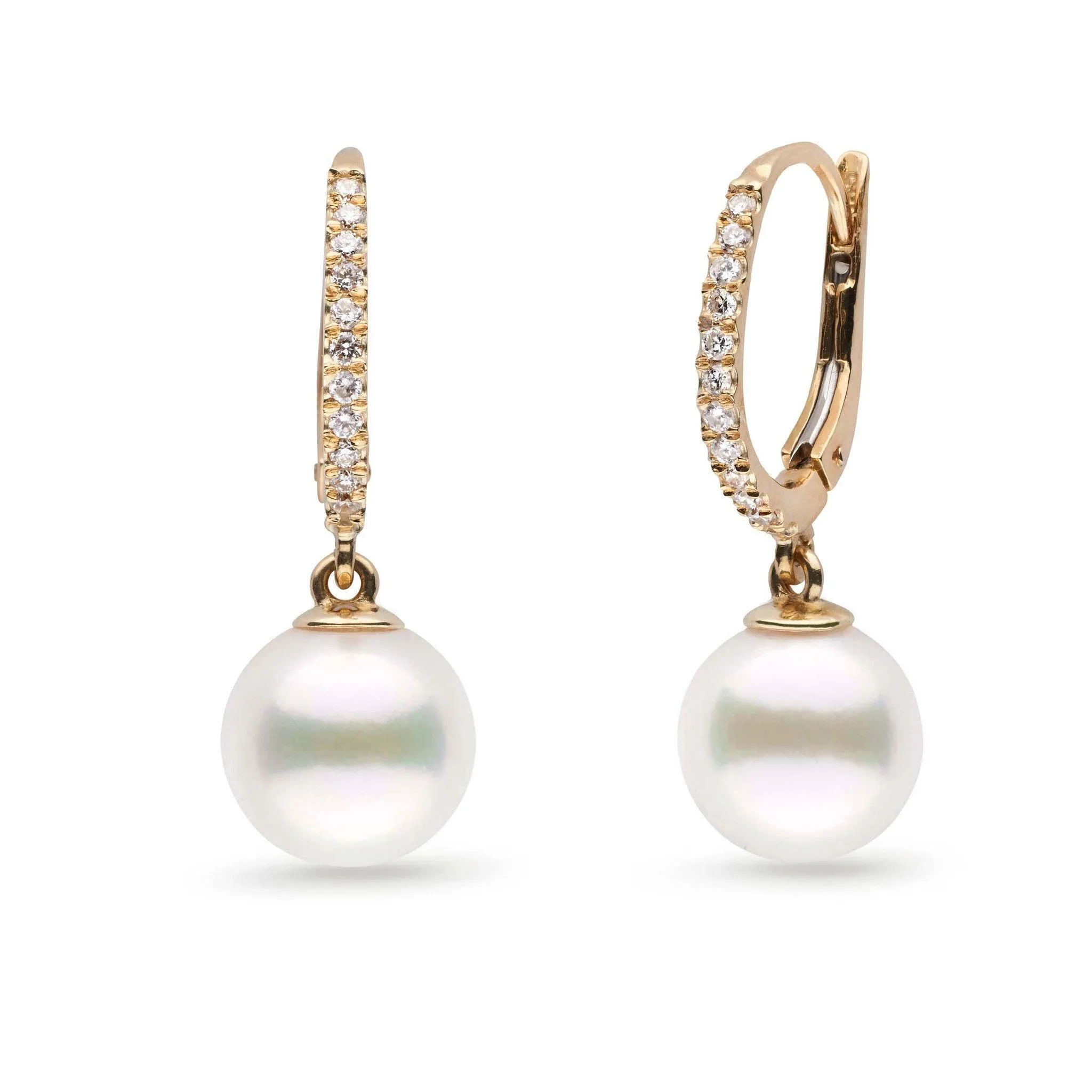 Eternal Collection White Freshadama Freshwater 8.5-9.0 mm Pearl & Diamond Dangle Earrings