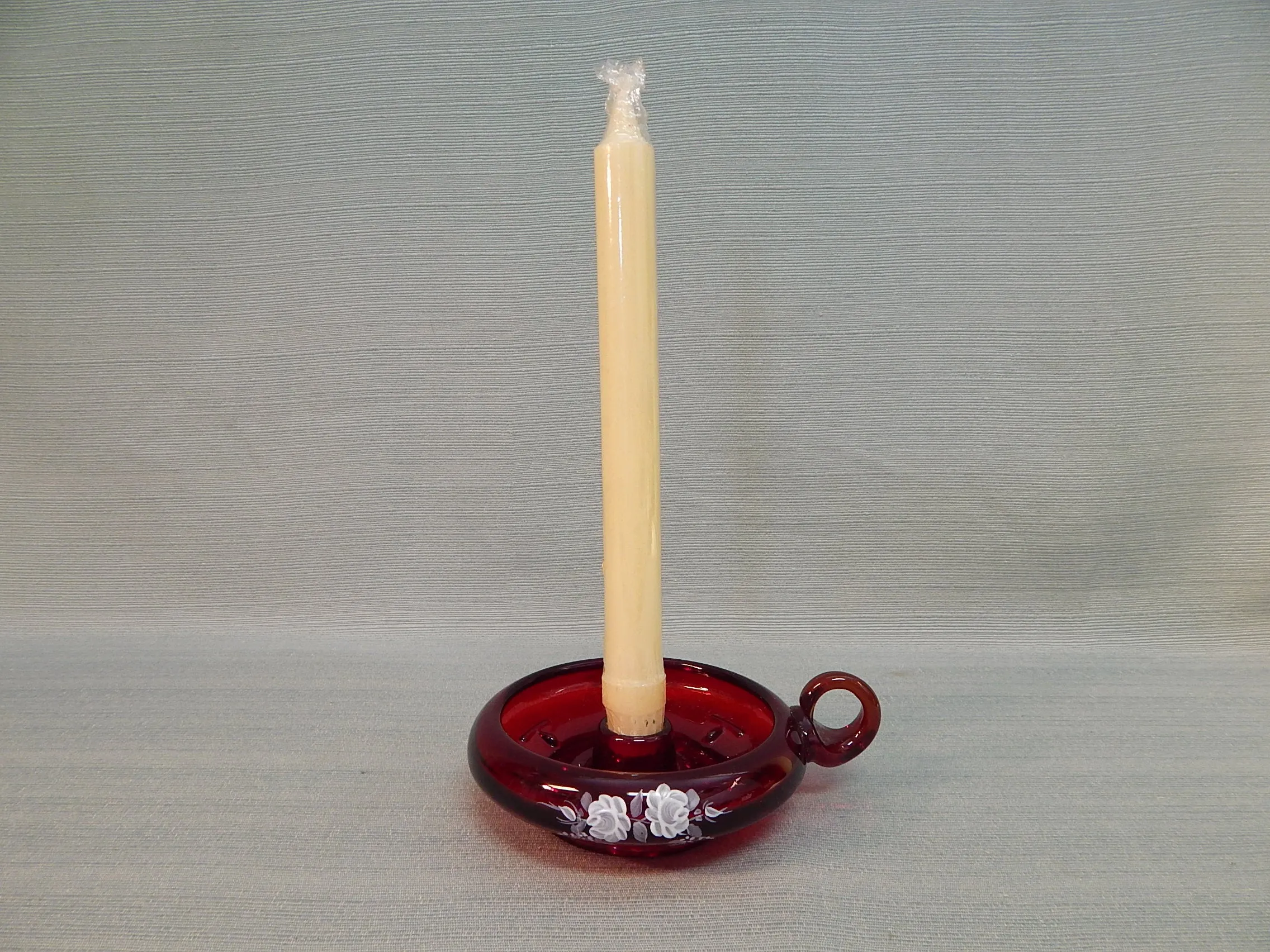 Fenton Ruby Glass Candle Holder - Very Good Condition