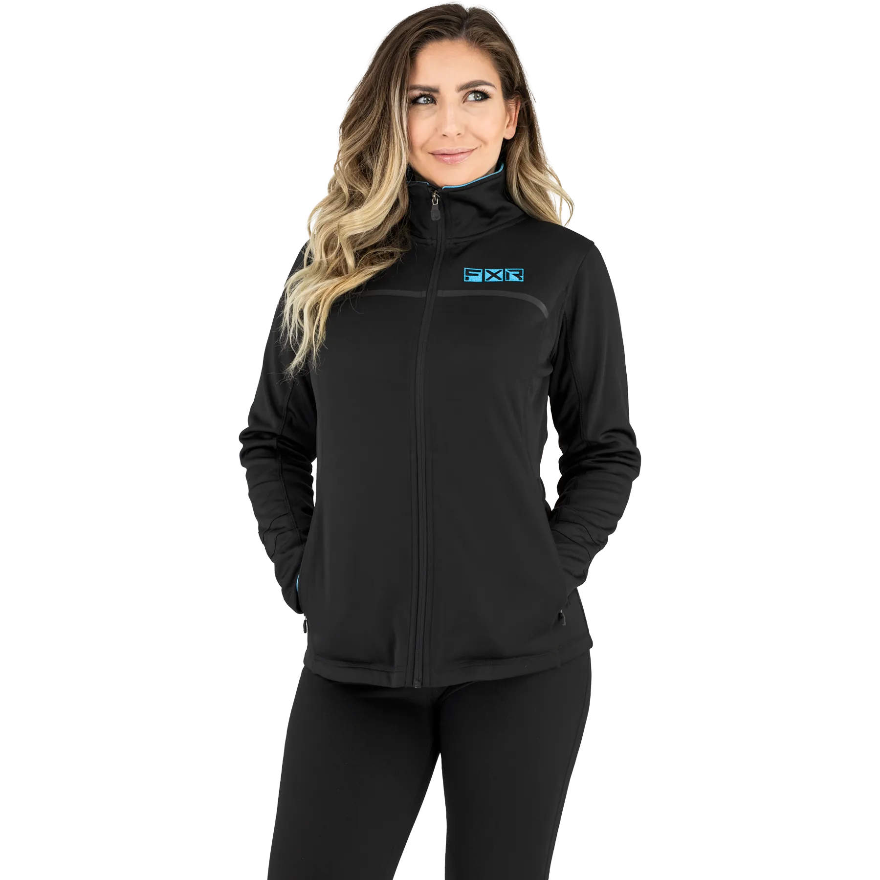 FXR Women's Elevation Tech Zip-Up Black/Sky Blue