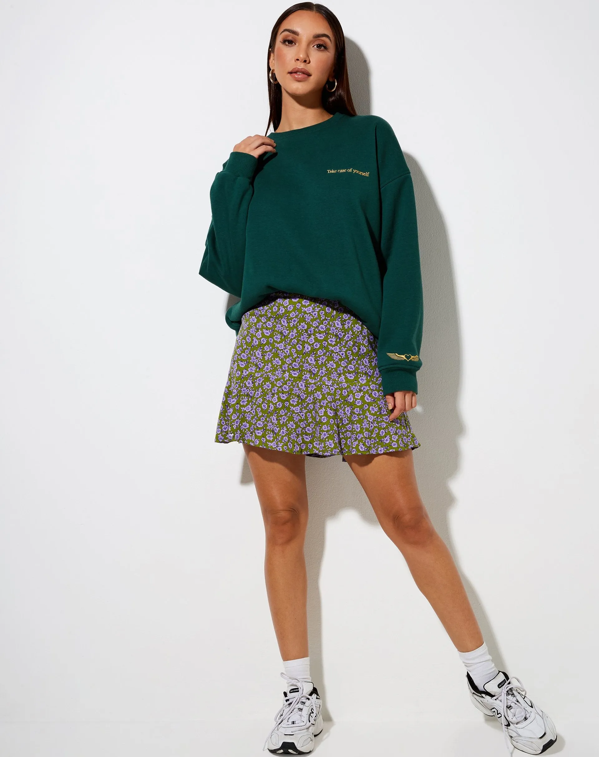 Gaelle Mini Skirt in Autumn Blossom Khaki