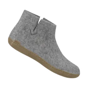 Glerups Boot With Leather Sole Slipper - Grey Suede