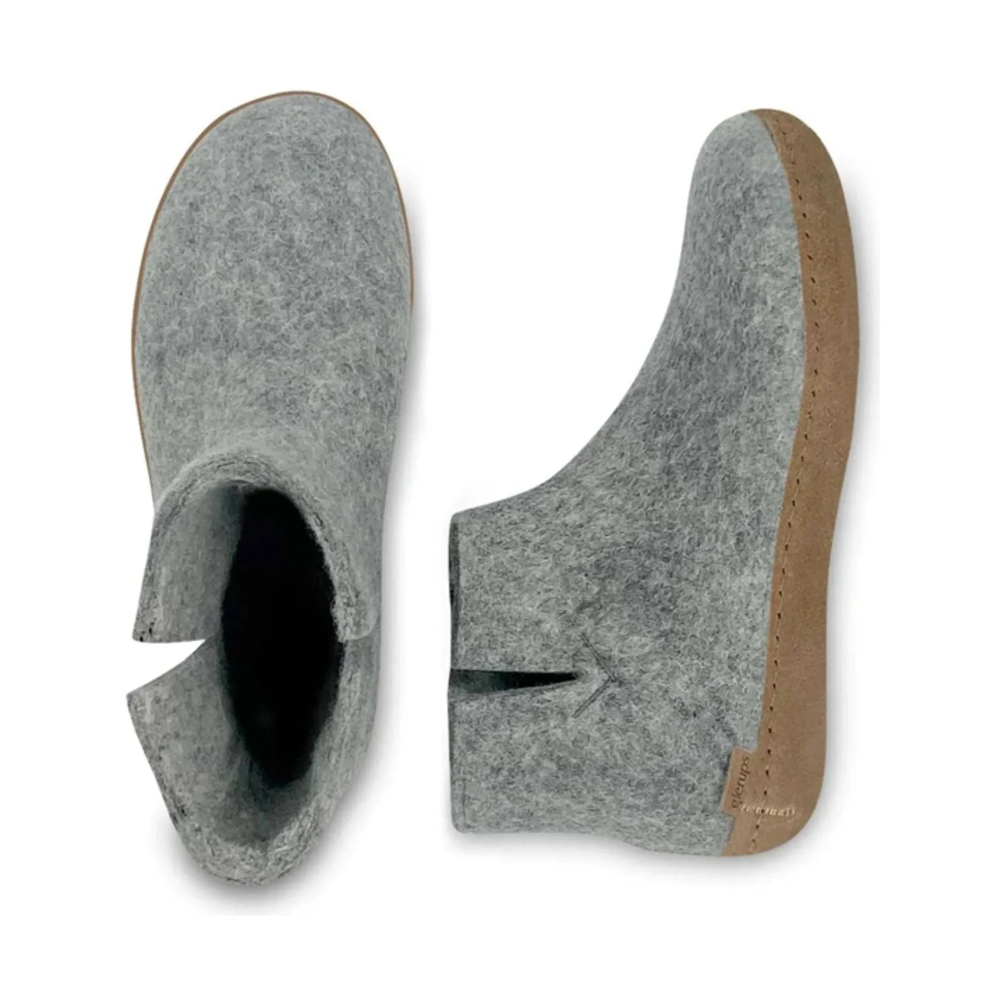 Glerups Boot With Leather Sole Slipper - Grey Suede