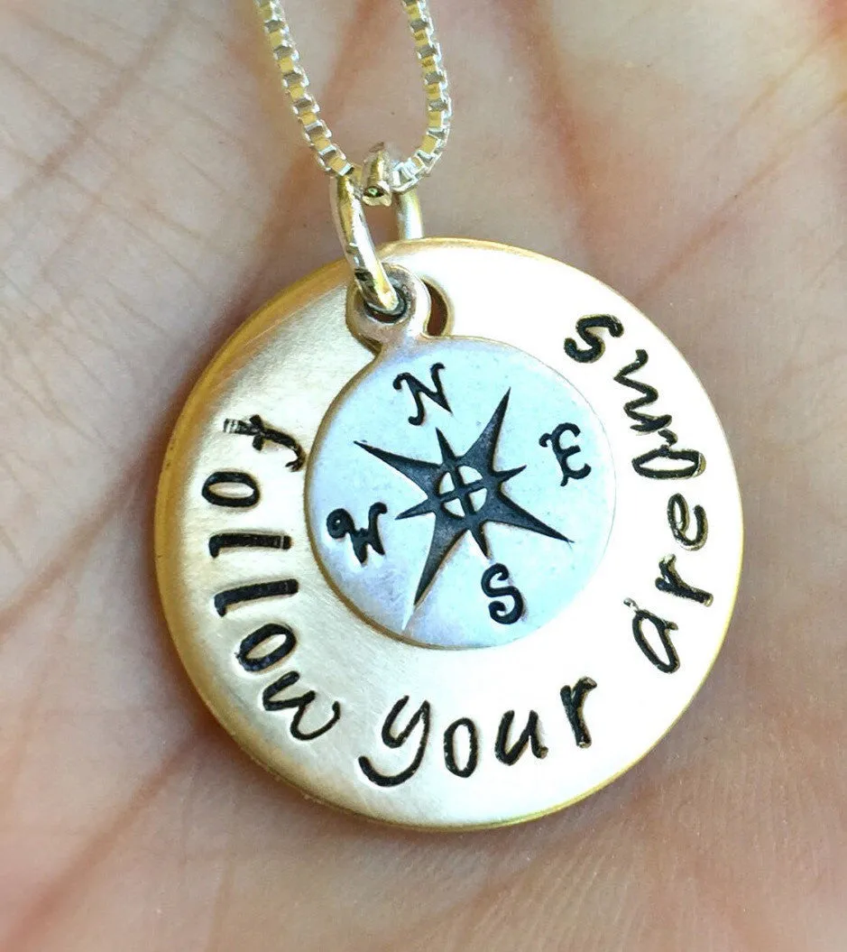 Graduation Gifts, Follow Your Dreams, Enjoy the Journey Necklace, Compass Necklace, Graduation Gifts, College Grad 2016