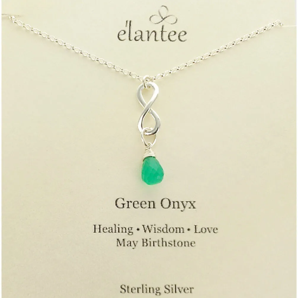 Green Onyx May Birthstone Infinity Necklace