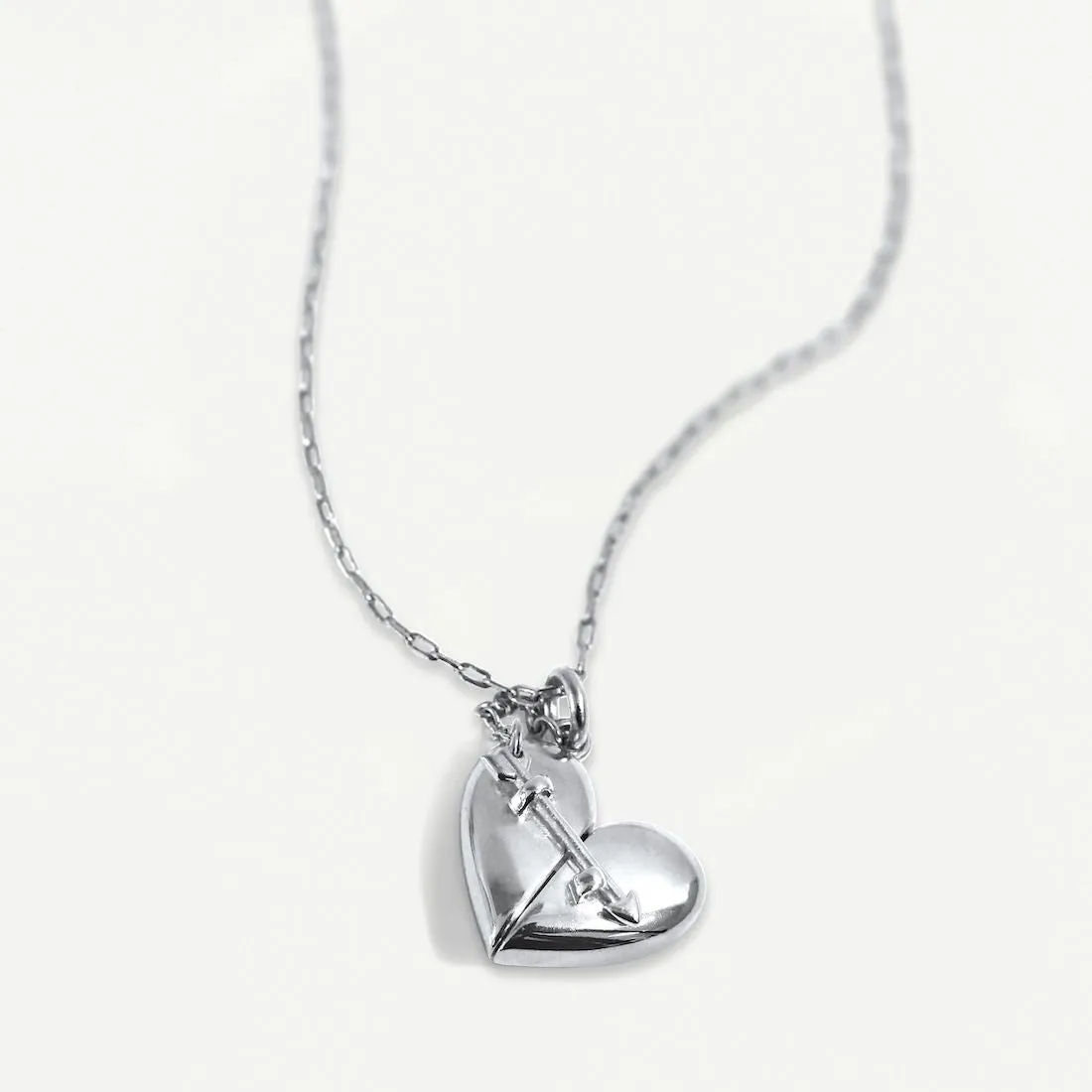 Heart   Arrow Locket - Silver