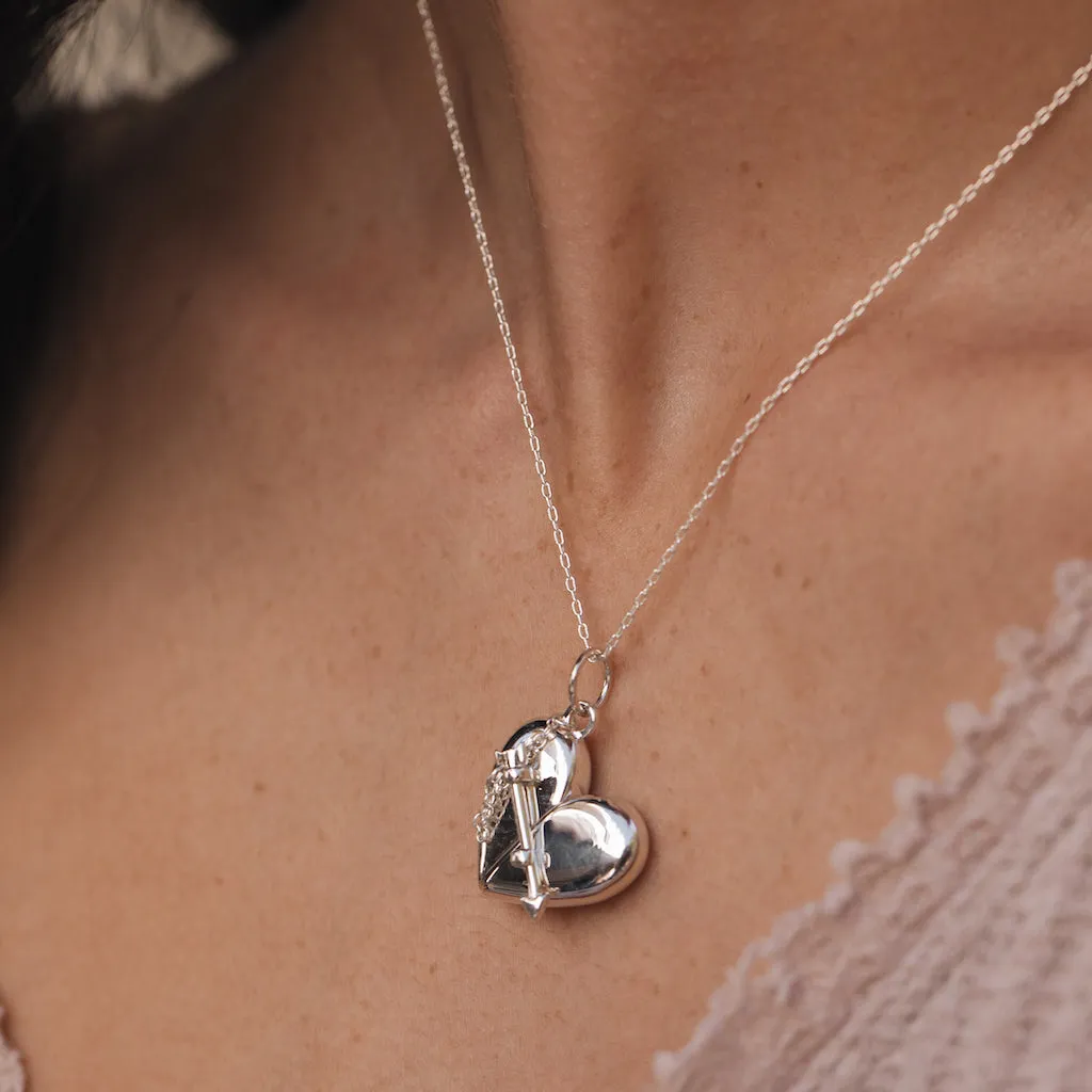 Heart   Arrow Locket - Silver