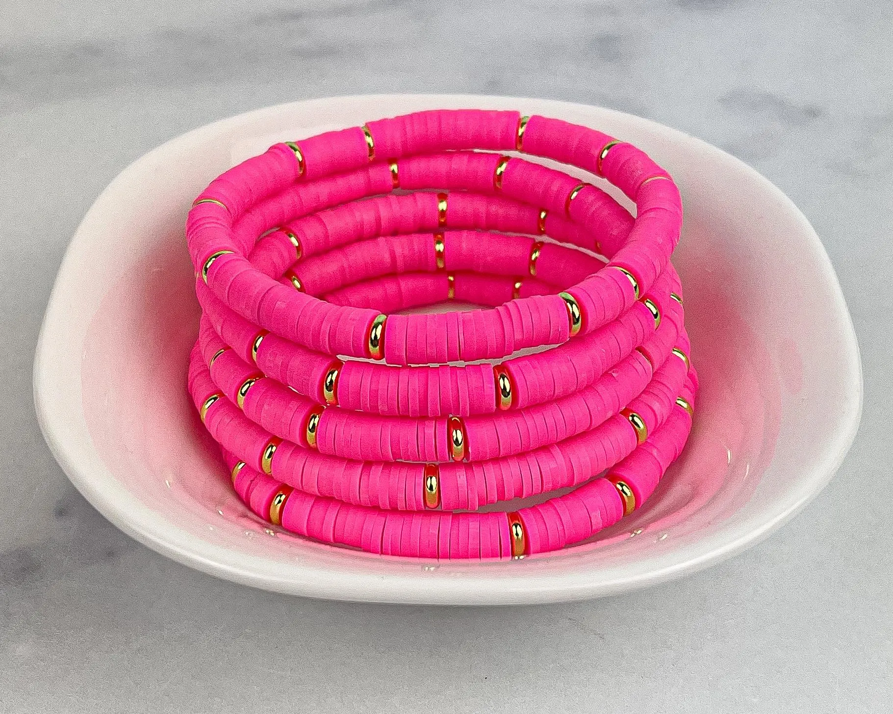 Heishi Small 6mm Color Pop Bracelet Hot Pink