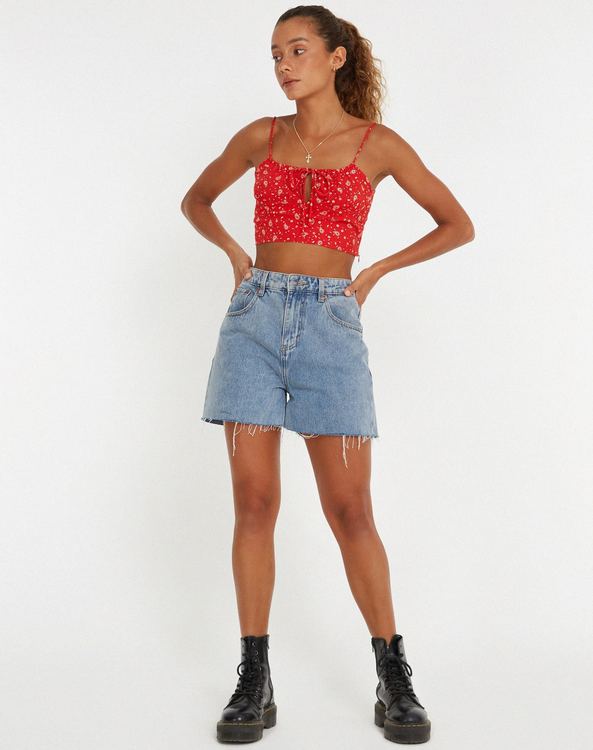 Hema Crop Top in Paisley Fun Red