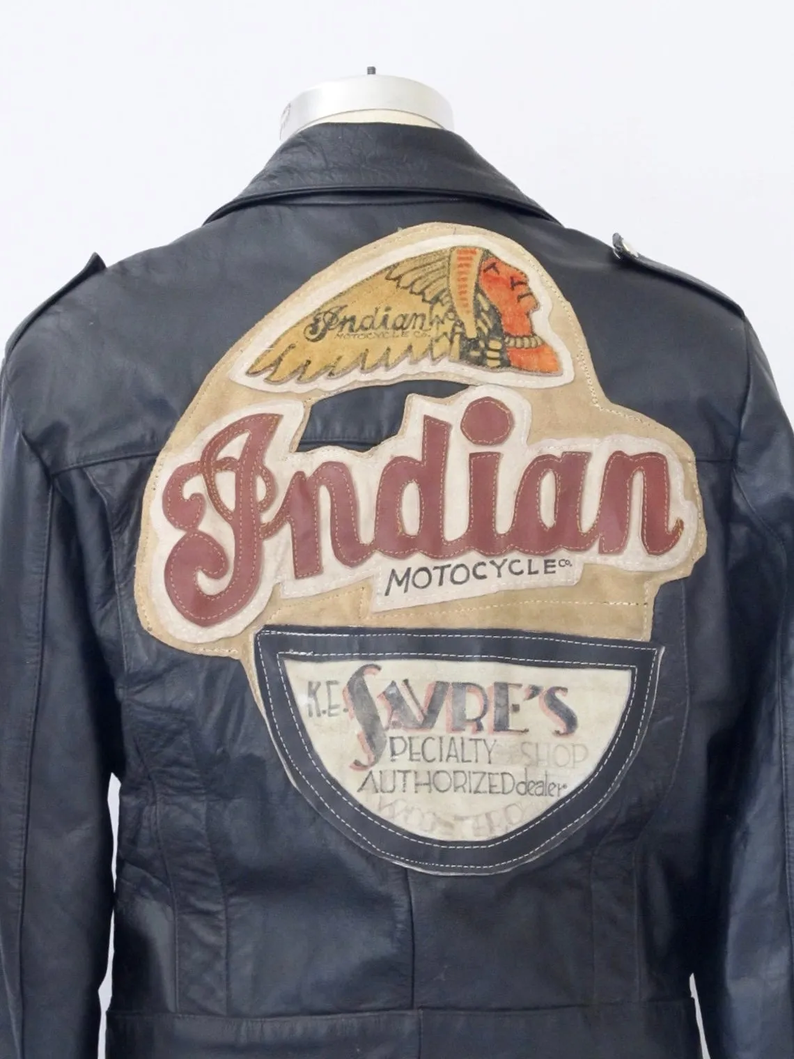 INDIAN MOTORCYCLE 90s Baja California Leather Biker Jacket, Medium Large