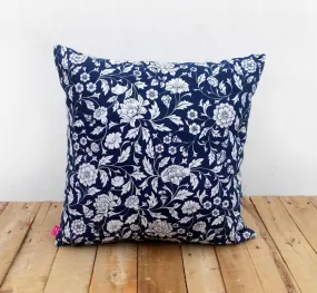 Indigo, throw pillow cover, Kalamkari print, Indian ethinic, cotton pillow, sizes available.