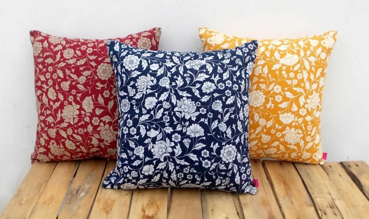 Indigo, throw pillow cover, Kalamkari print, Indian ethinic, cotton pillow, sizes available.