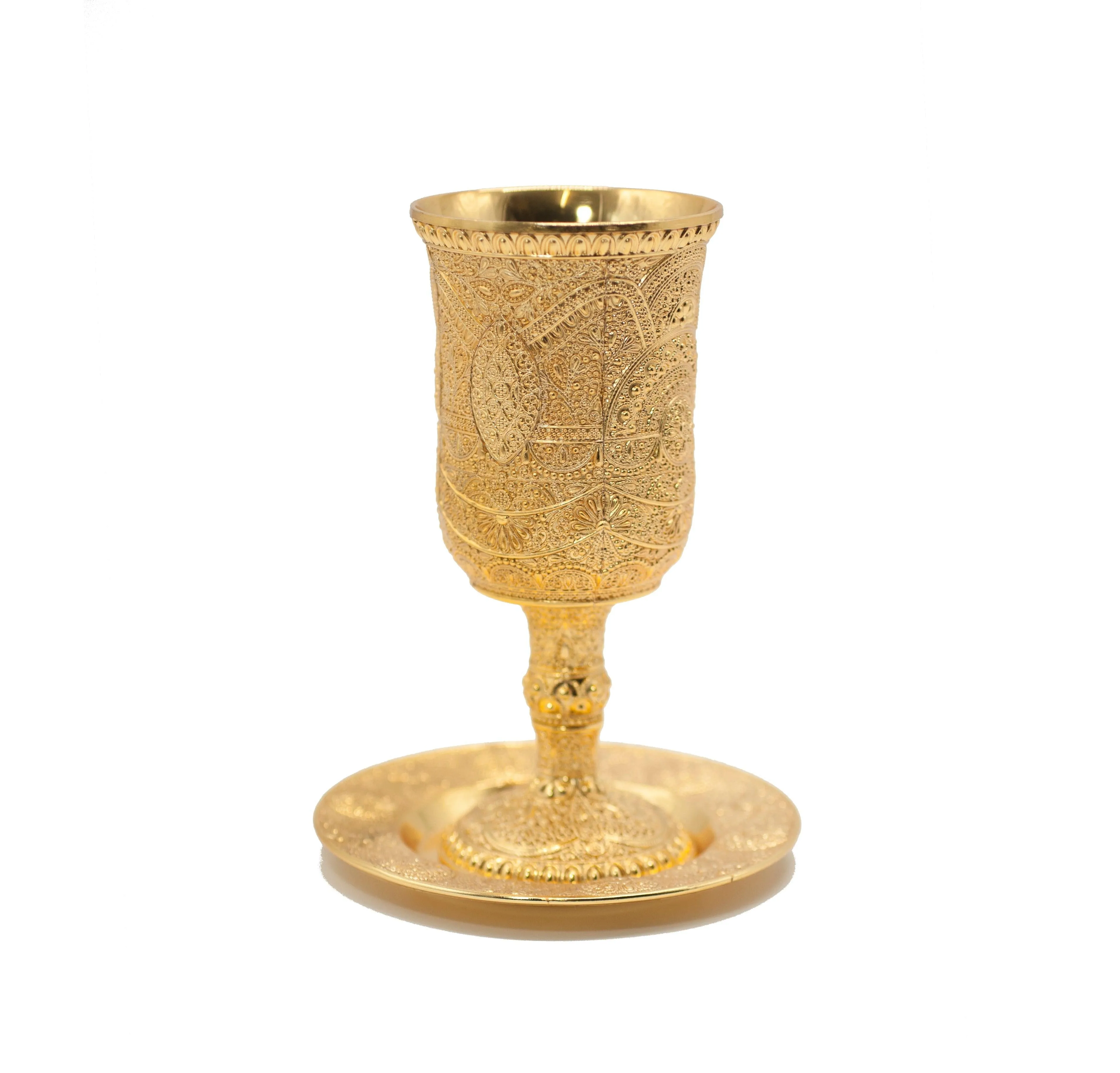 Jerusalem Kiddush Cup Gold plated made from the Holyland