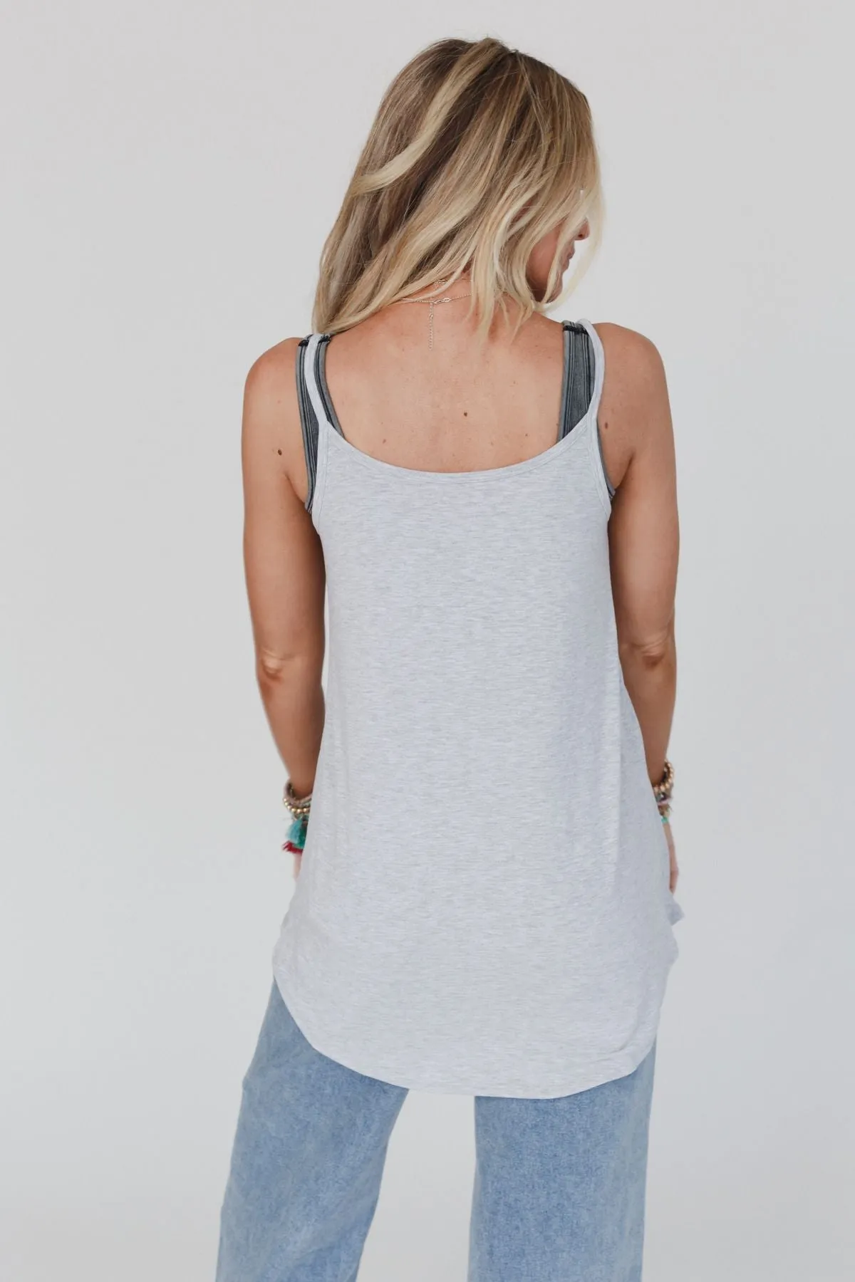 Keep It Simple Reversible Tank Top - Heather Gray